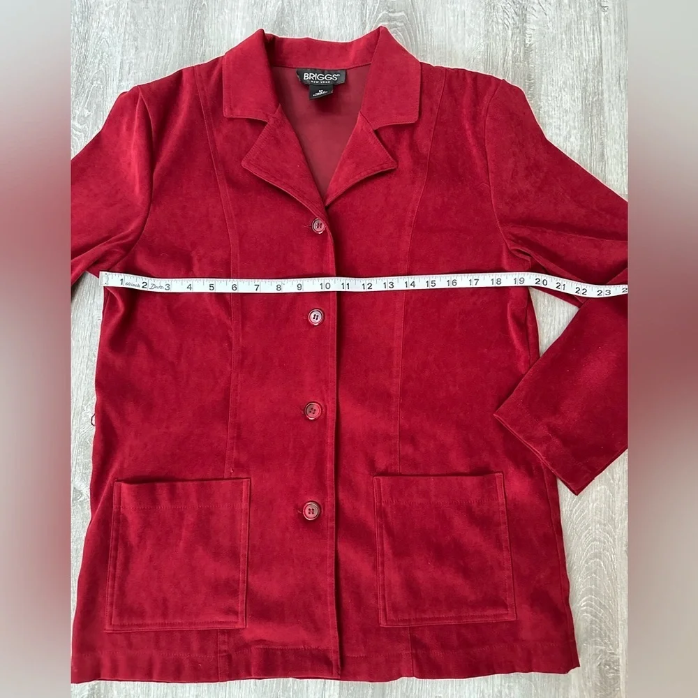 Vintage Briggs Red Faux Suede Shacket Coat Y2K Retro Oversized Blazer Size M - Picture 9 of 10